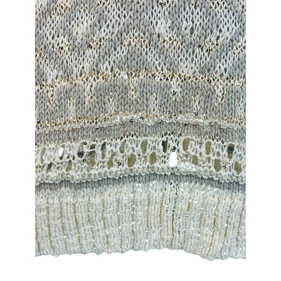 RARE NWT Free People Ivory Metallic Shimmer Slouchy On-Off Shoulder Knit Sweater - Picture 5 of 16